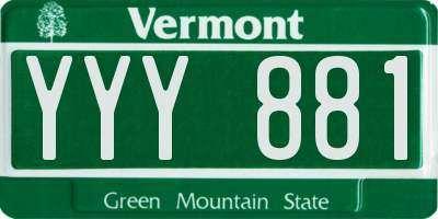 VT license plate YYY881