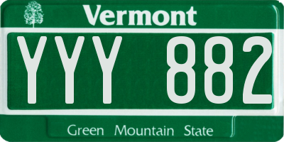 VT license plate YYY882