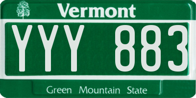 VT license plate YYY883