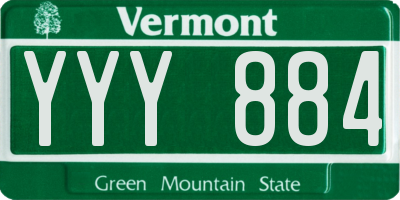 VT license plate YYY884