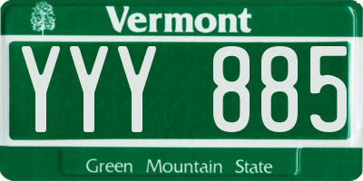 VT license plate YYY885