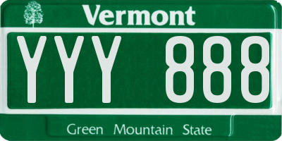 VT license plate YYY888