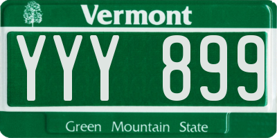 VT license plate YYY899