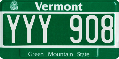 VT license plate YYY908