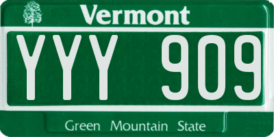 VT license plate YYY909