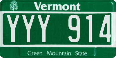 VT license plate YYY914