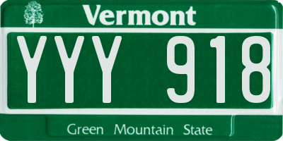 VT license plate YYY918