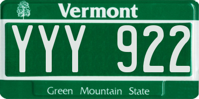 VT license plate YYY922