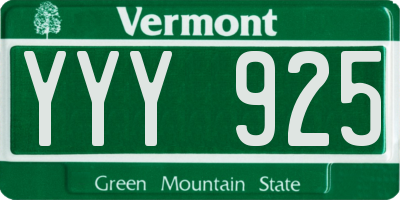 VT license plate YYY925