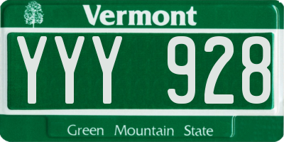 VT license plate YYY928