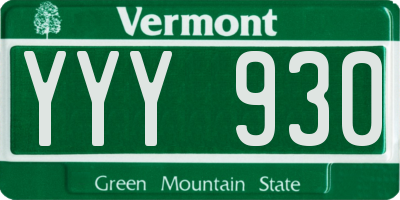 VT license plate YYY930