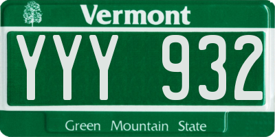 VT license plate YYY932
