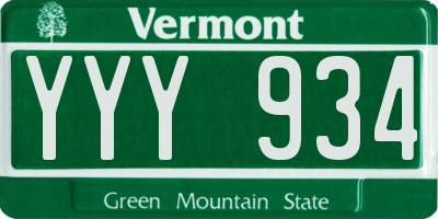 VT license plate YYY934