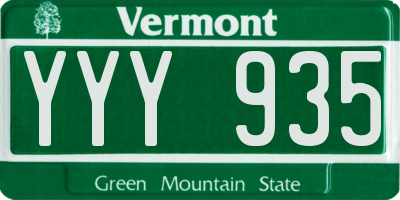 VT license plate YYY935