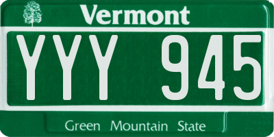 VT license plate YYY945