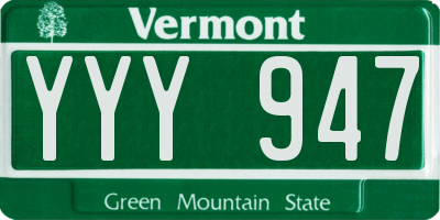 VT license plate YYY947