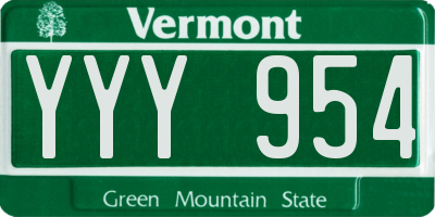 VT license plate YYY954
