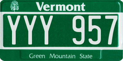 VT license plate YYY957