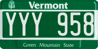VT license plate YYY958