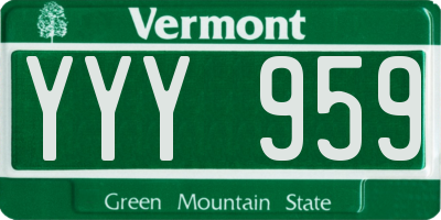 VT license plate YYY959