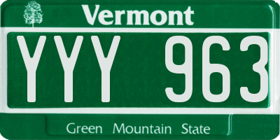 VT license plate YYY963