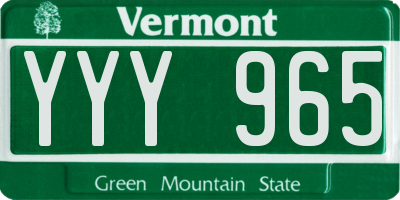 VT license plate YYY965