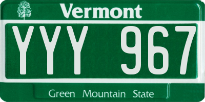 VT license plate YYY967