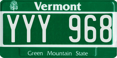 VT license plate YYY968