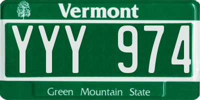 VT license plate YYY974