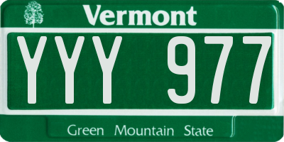 VT license plate YYY977