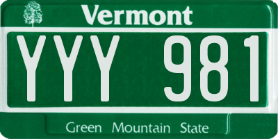 VT license plate YYY981