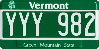 VT license plate YYY982