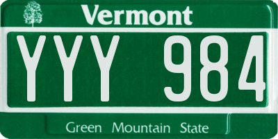 VT license plate YYY984
