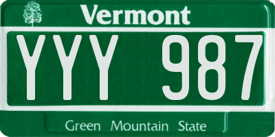 VT license plate YYY987
