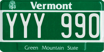 VT license plate YYY990