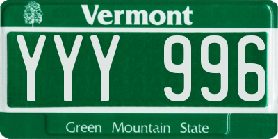 VT license plate YYY996