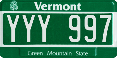 VT license plate YYY997