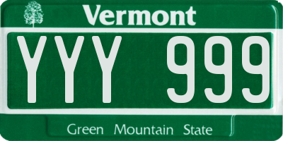 VT license plate YYY999