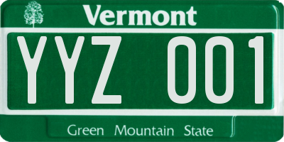 VT license plate YYZ001