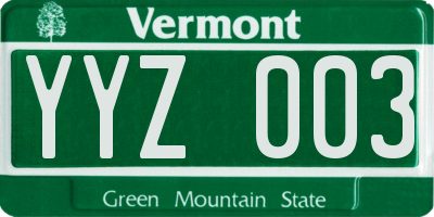 VT license plate YYZ003