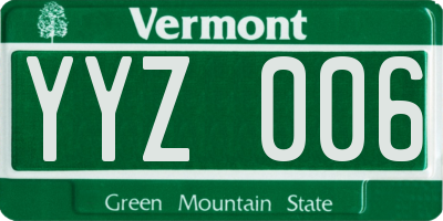 VT license plate YYZ006