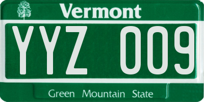 VT license plate YYZ009