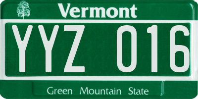 VT license plate YYZ016