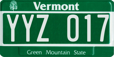 VT license plate YYZ017