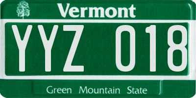 VT license plate YYZ018