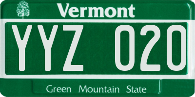 VT license plate YYZ020