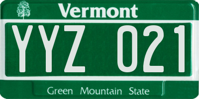 VT license plate YYZ021