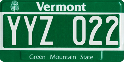 VT license plate YYZ022
