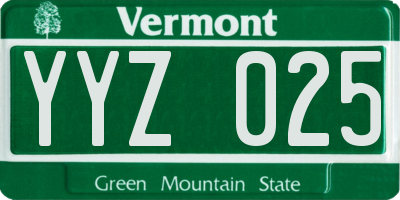 VT license plate YYZ025
