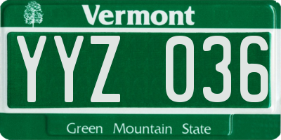 VT license plate YYZ036